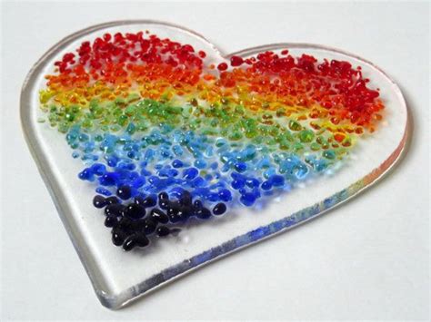 Rainbow Fused Glass Heart Heart Light Catcher Window Etsy Fused Glass Fused Glass Art