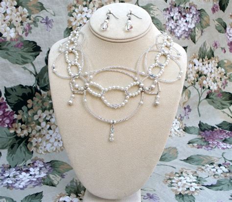 Bridal Necklace Crystal And Pearl Symphony With Etsy