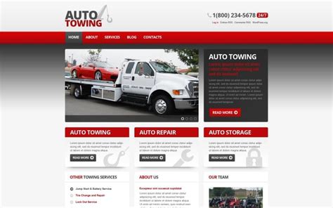 Free auto-towing car repair wordpress theme