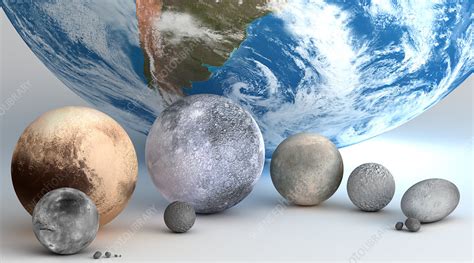 Dwarf Planets And Moons Compared Stock Image C0380622 Science