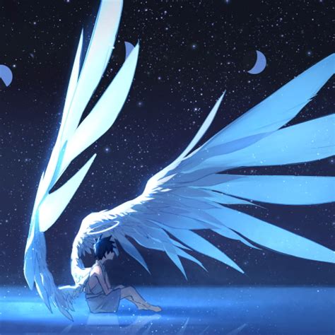 Download Black Hair Star Short Hair Wings Anime Angel Pfp By Arsh