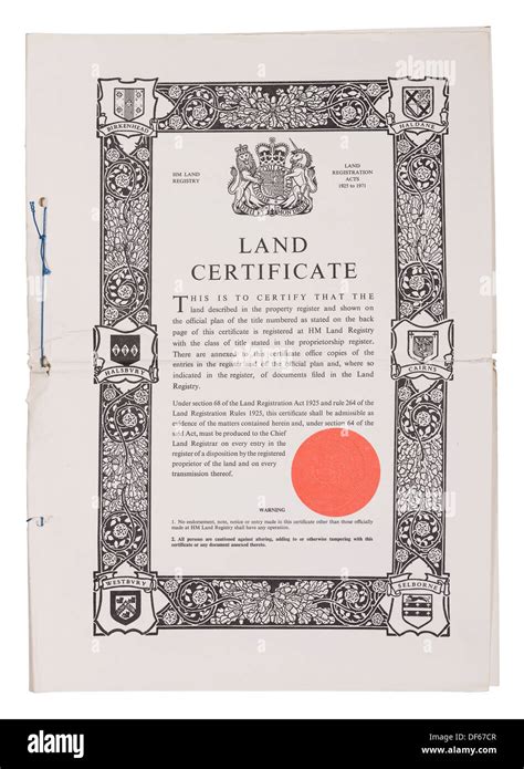 Uk Land Registry Land Certificate Property Document Stock Photo