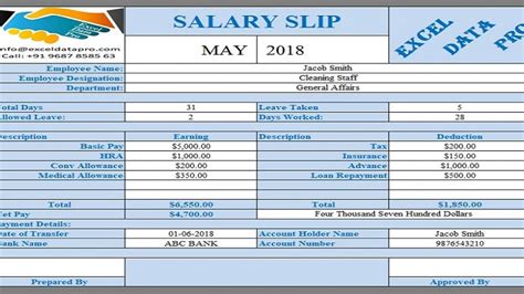 Salary Slip Format In Excel With Formula Miraclebewer