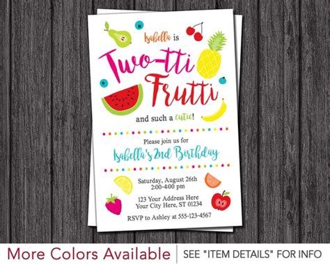 Twotti Frutti Birthday Invitation Two Tti Frutti Tutti Frutti