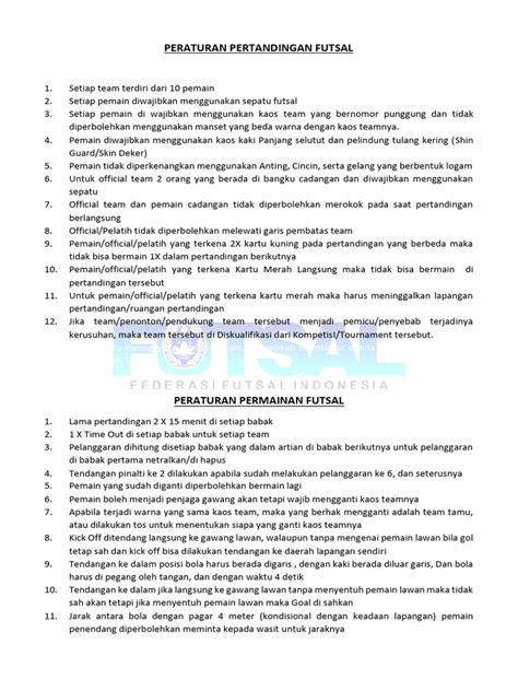 Peraturan Pertandingan And Permainan Futsal Pdf