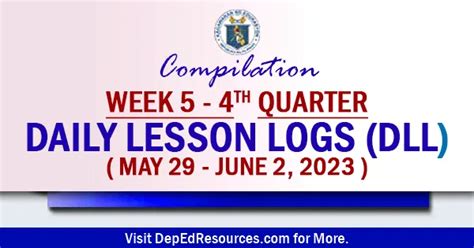 Week 5 4th Quarter Daily Lesson Log May 29 June 2 2023