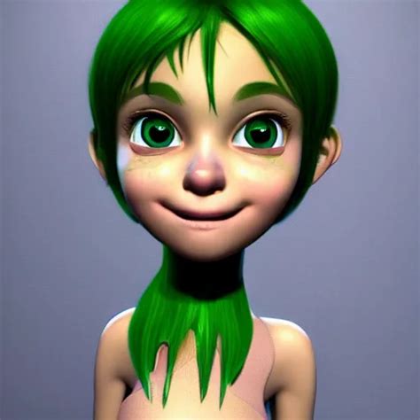 A Cute 3d Cgi Toon Young Woman In A Bikini With Green Stable Diffusion