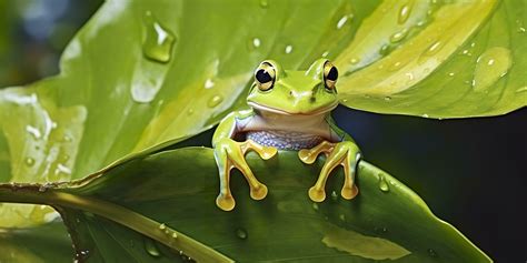 Dumpy Frog On Leaves Frog Amphibian Reptile Generative Ai 26746987