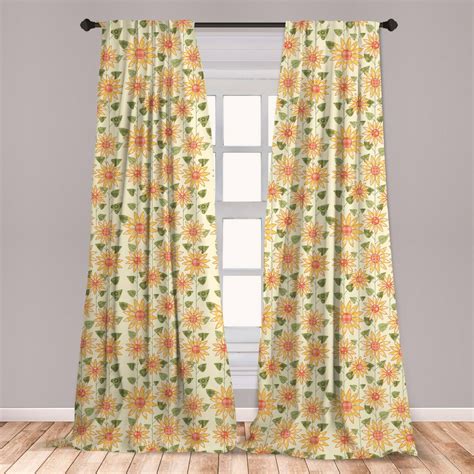 Sunflower Curtains 2 Panels Set Floral Nature Pattern In Patchwork