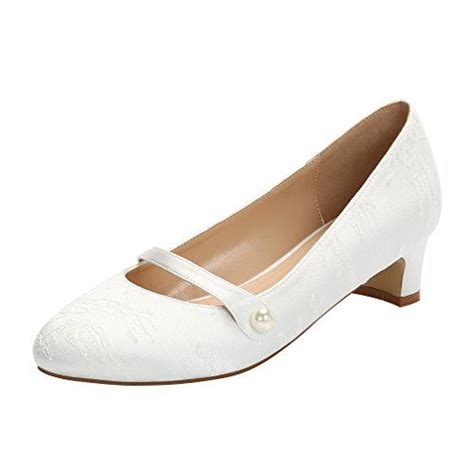 Erijunor E2226 Wedding Comfort Low Heel Women Dyeable Lace Dress Shoes