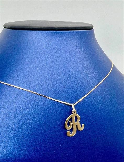 14k Solid Gold Pendant Initial Letter Charm A Z Necklace With Box Chain