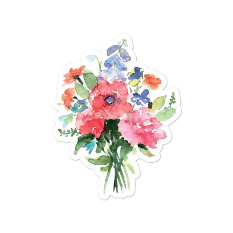 Floral Bouquet Sticker Bunch Of Flowers Decal Spring Blossom Etsy