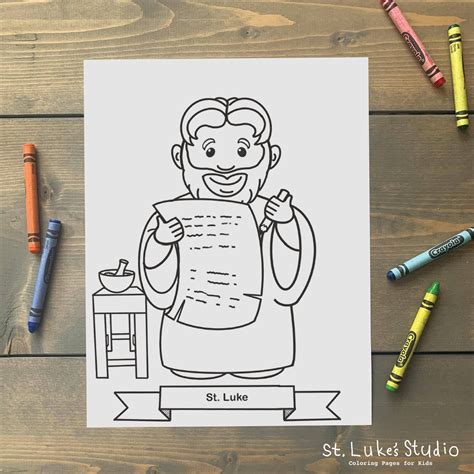 St Luke Coloring Page For Catholic Kids Digital Download Print Yourself