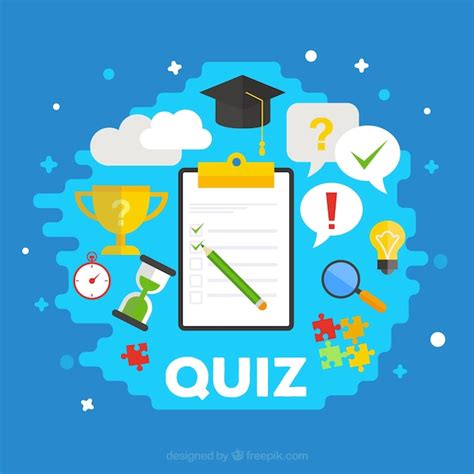 Free Vector Quiz Background With Items In Flat Design