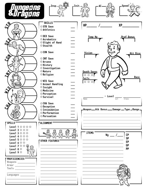Fallout Inspired Dandd Character Sheet Dnd Character Sheet Rpg