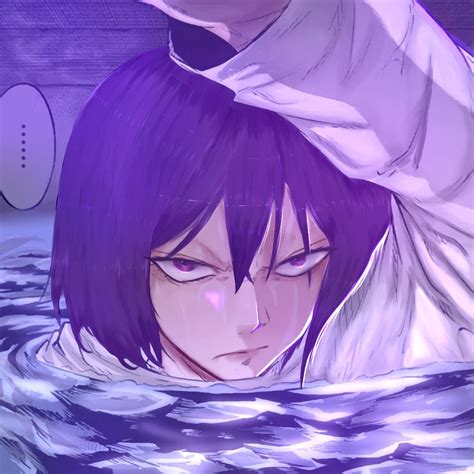 An Anime Character In The Water With His Eyes Closed