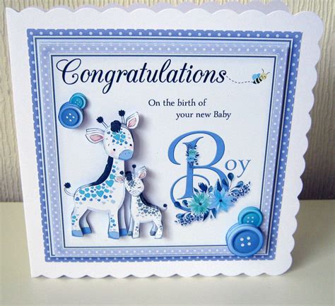 Congratulations A New Baby Boy Baby Boy Birth Card Giraffe Etsy Uk