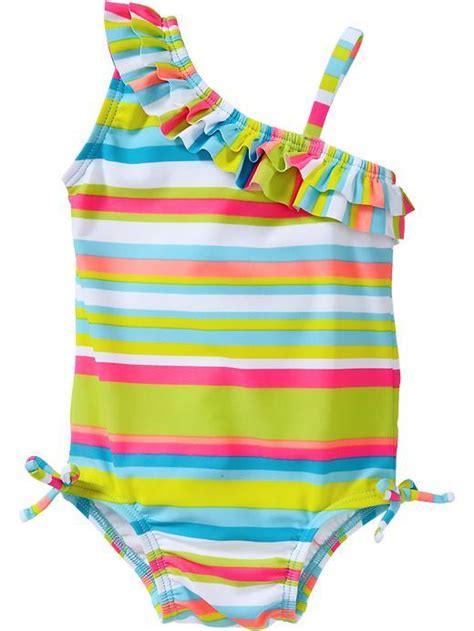 Old Navy Striped One Shoulder Swimsuits For Baby Faloo