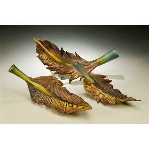 Gartner Blade Arbor Leaves In Sage And Topaz Group Hand Blown Art Glass Sweetheart Gallery