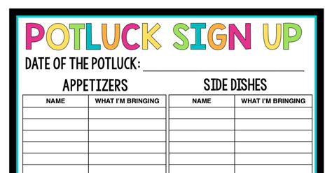Thanksgiving potluck lunch sign up sheet. Potluck Sign Up.pdf | Sign up sheets, Potluck themes ...