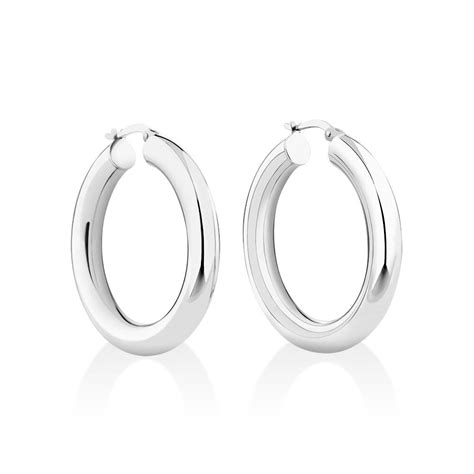 25mm Hoop Earrings In Sterling Silver