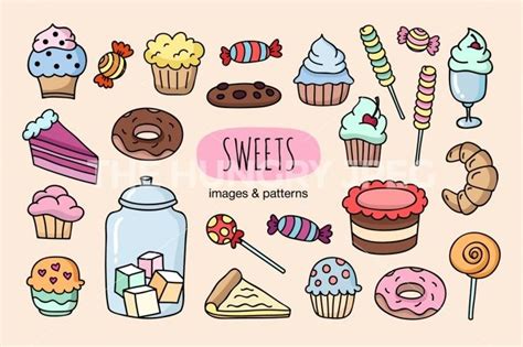 Cute Hand Drawn Sweets And Seamless Patterns For Your Design All