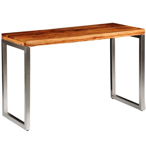 Working from a dining table means living without the drawers and shelves usually accessible from a desk. Solid Sheesham Wood Dining Table Office Desk with Steel Leg | vidaXL.com