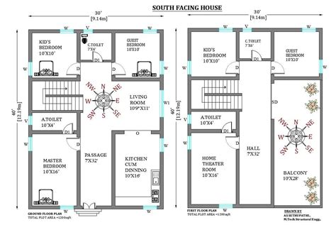 30x40south Facing House Plan As Per Vastu Shastra Download Now
