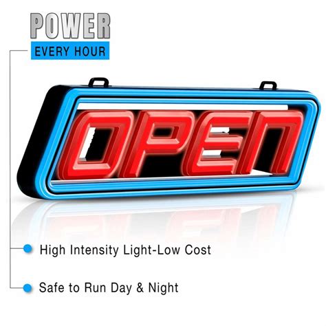Bright Led Open Sign In Vibrant Red And Blue Green Light Innovations