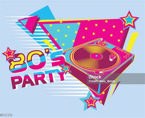 80s Retro Party Poster Design Stock Illustration Download Image Now