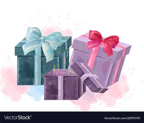 T Boxes Watercolor Isolated On White Royalty Free Vector