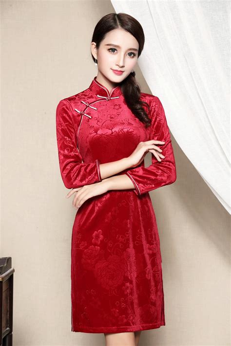 delightful red velvet chinese dress cheongsam qipao qipao cheongsam and dresses women