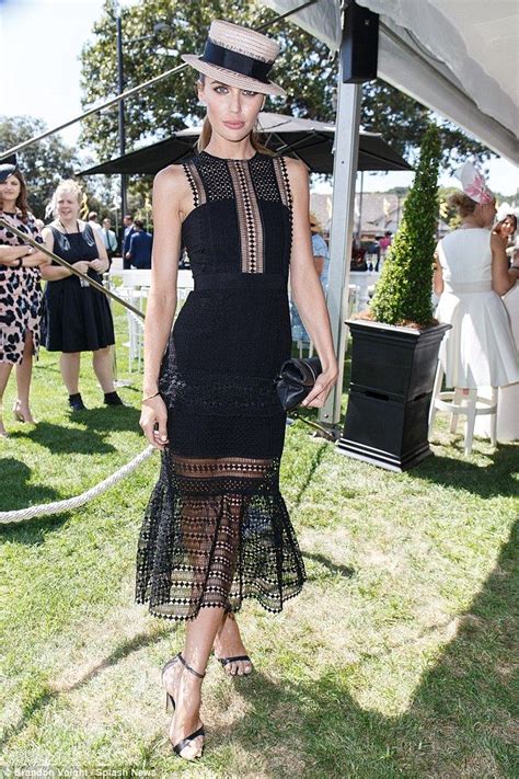Fashion Style Jodi Anasta Flaunts Her Svelte Figure In A Lace Dress At Stakes Day