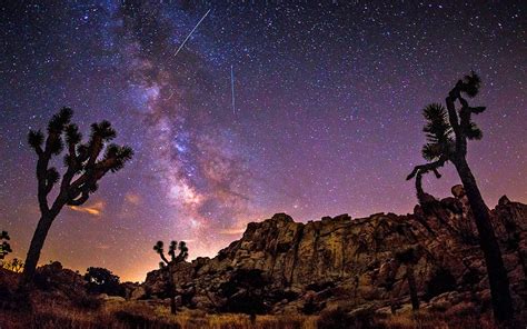 Joshua Tree National Park California Usa Milky Way Desert Area With