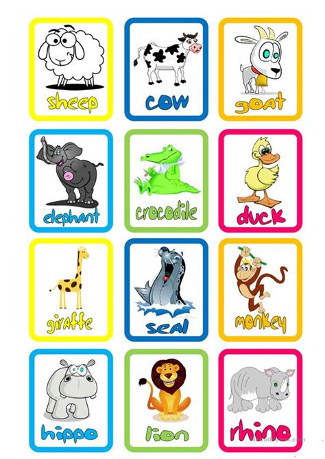 Animal Flashcards English Esl Worksheets For Distance Learning And