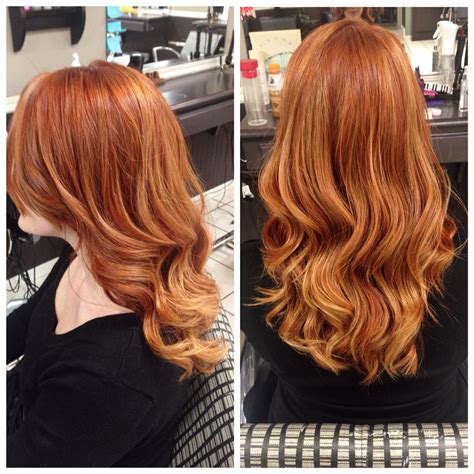 Stunning Natural Looking Red Hair With Golden Balayage Highlights