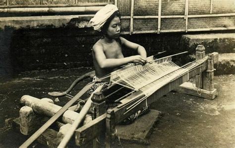 Indonesia Bali Beautiful Native Girl Weaving 1920s Rppc Postcard Asia And Middle East Other