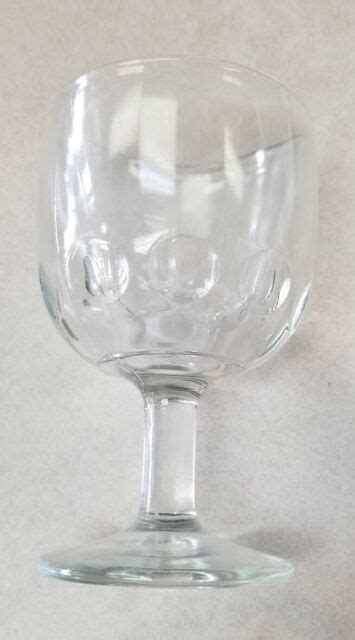 Clear Glass Pedestal Goblet Thumbprint Bottom Thick Vintage Ebay