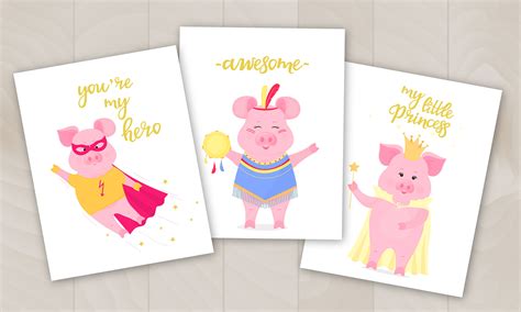 Funny Pigs Cartoon Characters By Liluart Thehungryjpeg