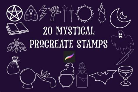 20 mystical witchy procreate stamps graphic by cedar rue · creative fabrica