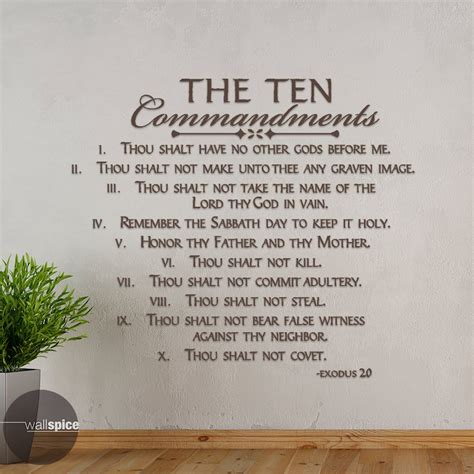 The Ten Commandments Exodus 20 Vinyl Wall Decal Sticker Etsy