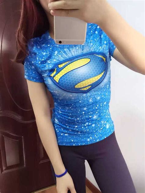 Polyester Spandex Superman Womens Fitness Sports Quick