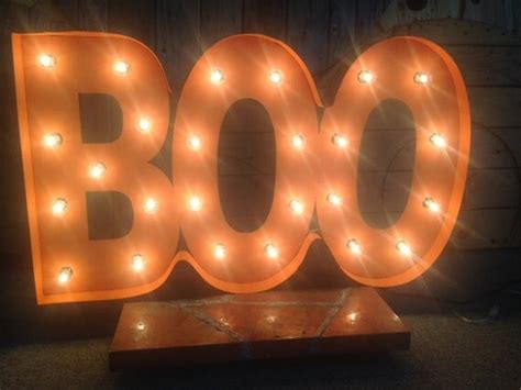 Boo Painted Orange Lighted Marquee Sign Ready To Hang Or Stand