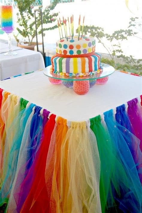 Candy Table Ideas For 50th Birthday Party ~ Rainbow Decor Table Diy Hative Decorating Event