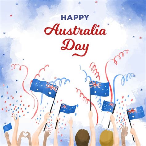 free vector happy australia day people holding flags