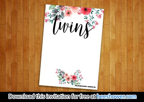 Free Printable Twin Baby Shower Invitations Templates Free