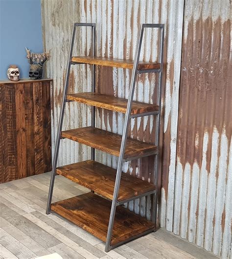 Industrial Free Standing Ladder Shelving Unit Lean To Bespoke Etsy