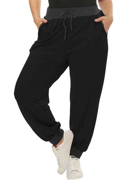 Unique Bargains Womens Plus Size Sweatpant Drawstring Waist Jogger Pant With Pockets