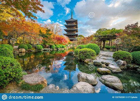 Toji Temple And Wood Pagoda In Autumn Kyoto Japan Stock Image Image