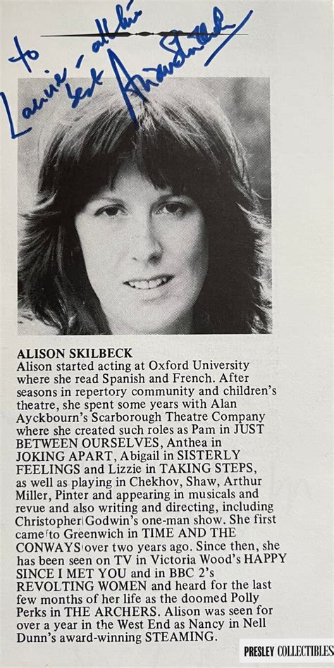 Alison Skilbeck Autograph Presley Collectibles